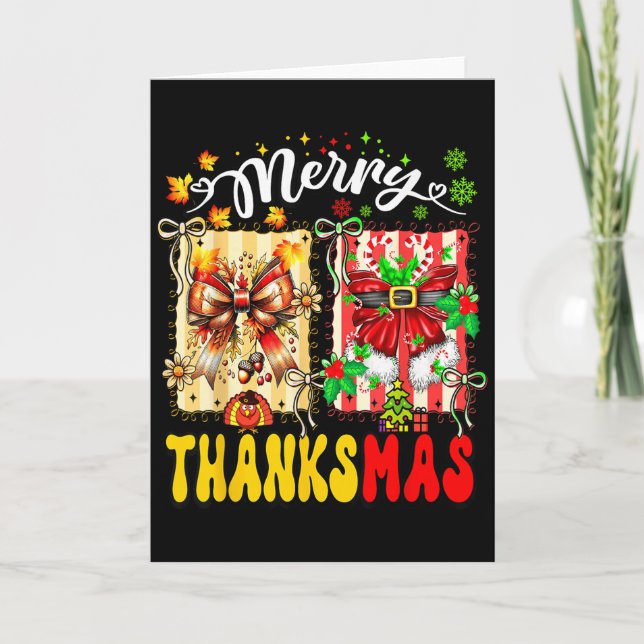 Cartão Merry Thanksmas Thanksgiving Christmas Coquette Bo (Frente)