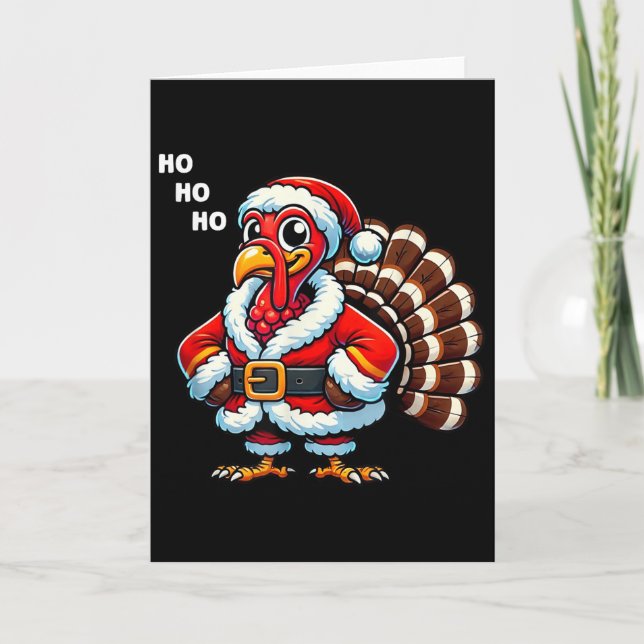 Cartão Merry Thanksmas Thanksgiving Turkey Xmas Funny Kid (Frente)