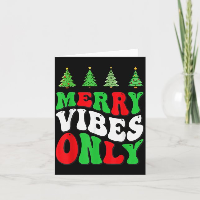 Cartão Merry Vibes Only! Christmas Groovy Xmas Tree Holid (Frente)