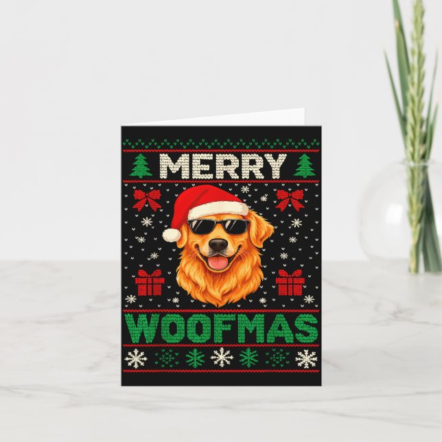 Cartão Merry Woofmas Ugly Christmas Jumper Xmas Dog Lover (Frente)