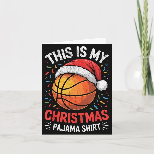 Cartão Merry Xmas Basketball Santa Hat This Is My Christm (Frente)