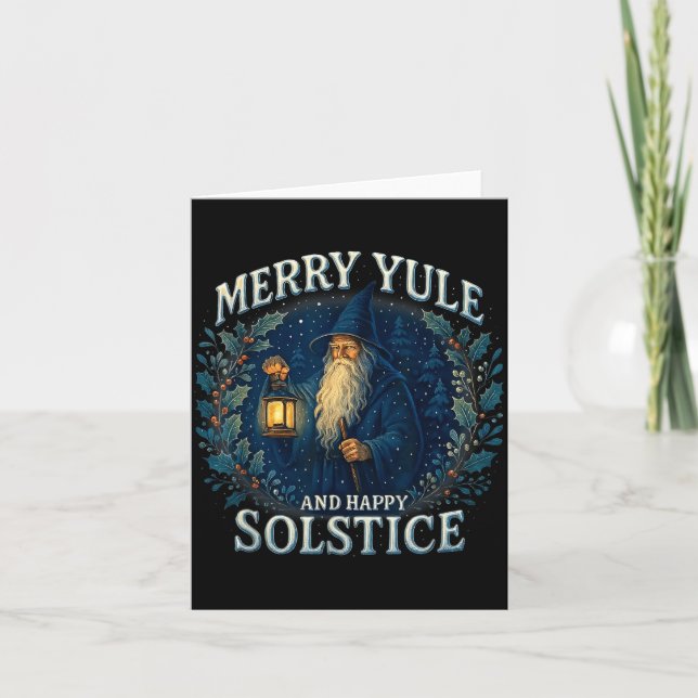 Cartão Merry Yule And Happy Solstice Mystic Winter Quote  (Frente)