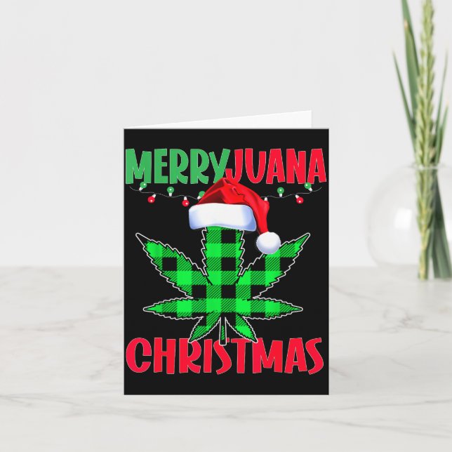 Cartão Merryjuana Weed Leaf Funny Christmas Pajama X-mas  (Frente)