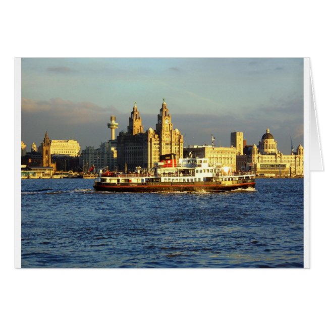 Cartão Mersey Ferry e Liverpool Waterfront (Frente Horizontal)