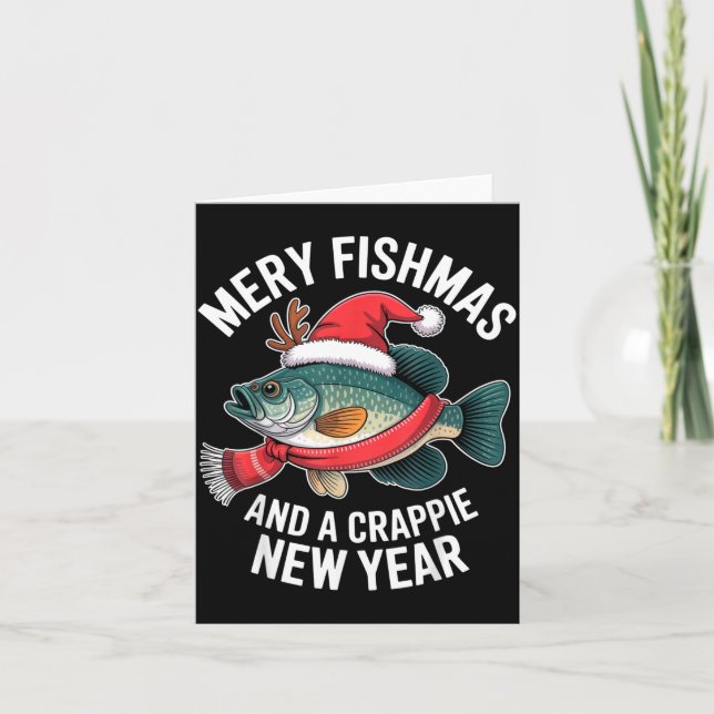 Cartão Mery Fishmas And A Crape New Year Funny Fishing Ch (Frente)
