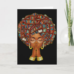 Cartão Mês da História Negra Afro Amante de Livros Mulher