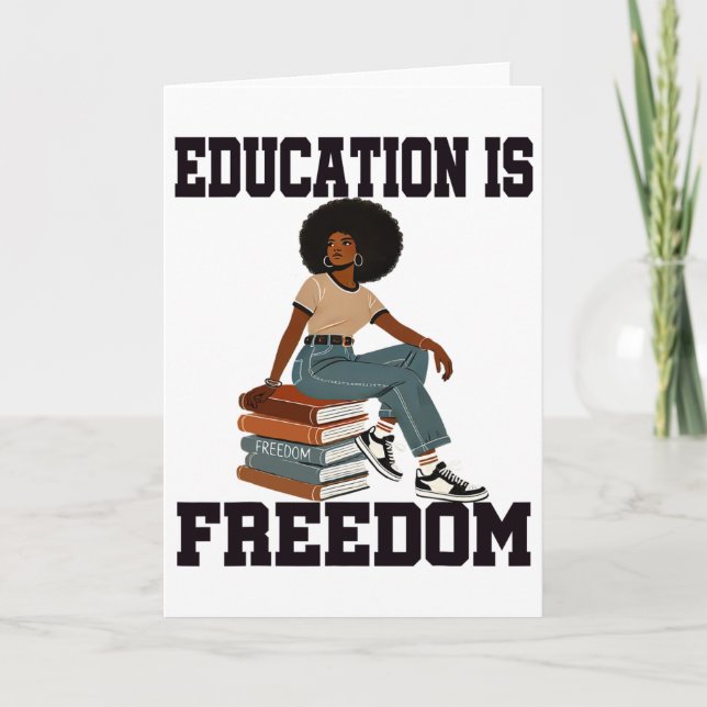 Cartão Mês da História Negra Educação É Liberdade Profess (Frente)