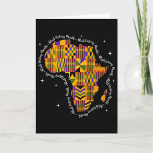 Cartão Mês da História Negra Mapa Colorido África Kente A