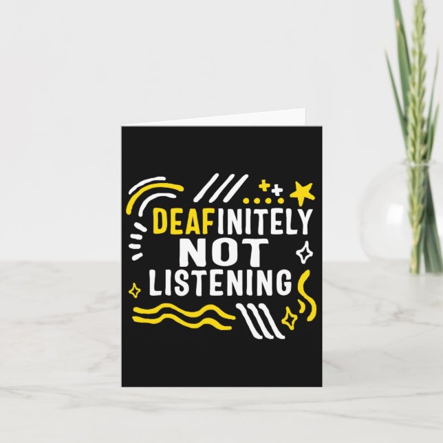 Cartão Mês de Conscientização Deafinitely Não Ouvindo Asl (Frente)