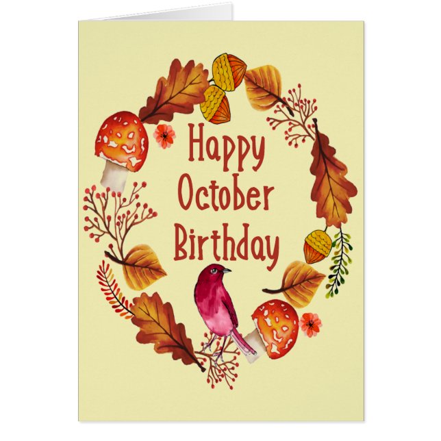 Cartão Mês de outubro feliz Folhas do outono (Frente)