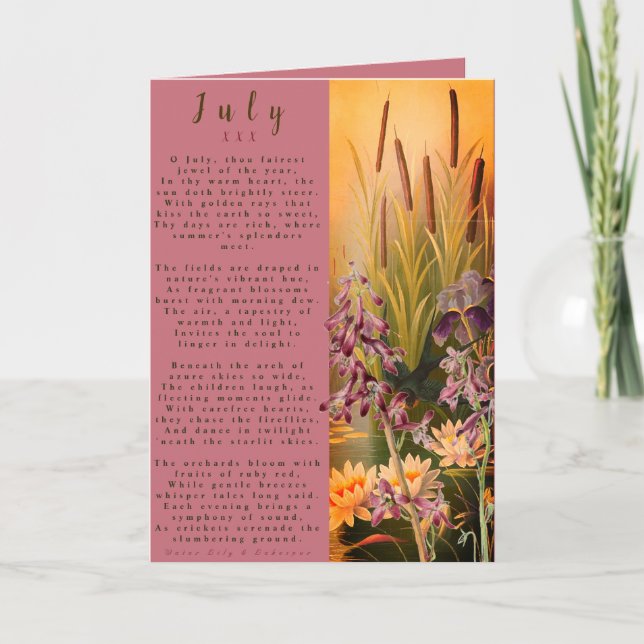Cartão Mês do Nascer de julho na Prose Flower (Frente)