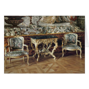 Cartão Mesa de console e duas poltronas, 1745