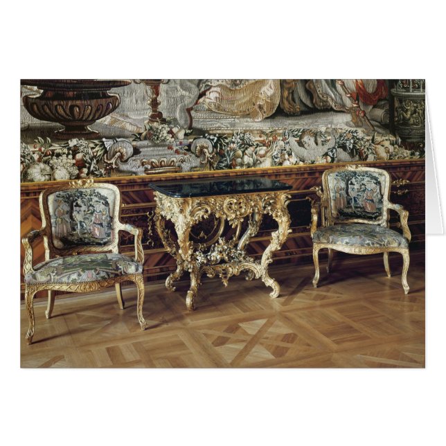 Cartão Mesa de console e duas poltronas, 1745 (Frente Horizontal)