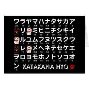 Cartão Mesa Katakana Japonesa (Gato Sortudo)