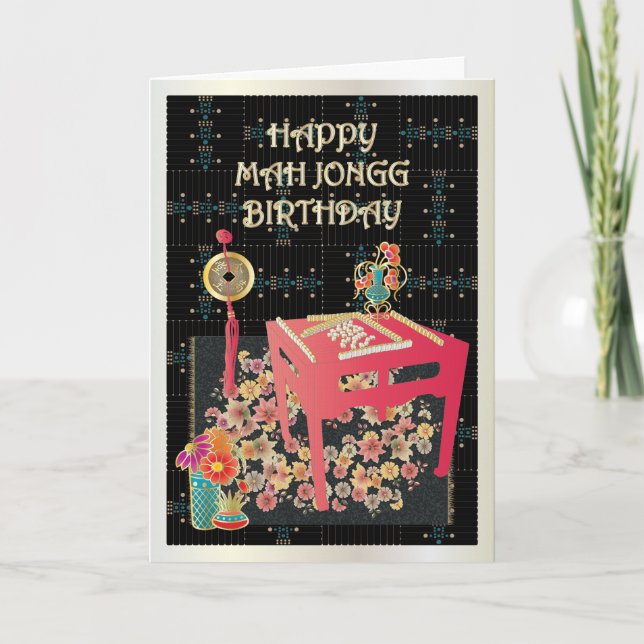 Cartão Mesa Vermelha Mah Jongg (Frente)