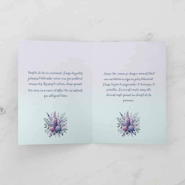 Cartão Mésange chantant la tendresse (Interior)