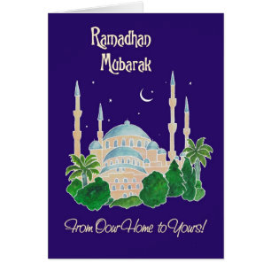 Cartão Mesquita pelo luar "nossa casa a seu" Ramadan