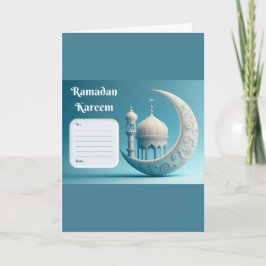 Cartão Mesquita Serenidade do Ramadão com Aquarela Suave