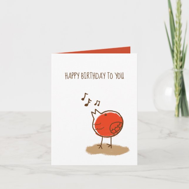 Cartão Messy Little Bird Singing Happy Birthday (Frente)
