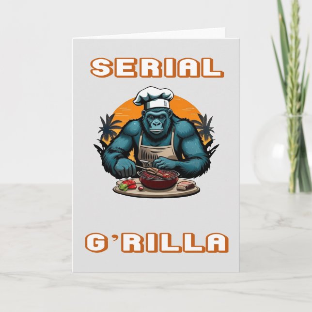 Cartão Mestre Churrasqueiro Serial G'rilla Diversão Pun (Frente)
