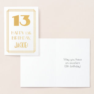 Cartão Metalizado 13 Aniversário: Art Deco inspirou "13" e nome