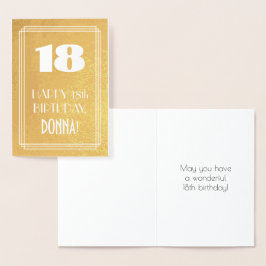 Cartão Metalizado 18º aniversário ~ Art Deco Style "18" & Custom Nam