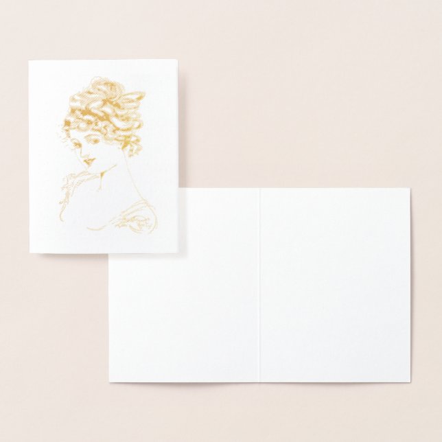 Cartão Metalizado 1917 Art Nouveau Lady Portrait (Exibição)