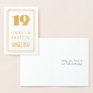 Cartão Metalizado 19.o aniversário: Art Deco inspirou "19" e nome