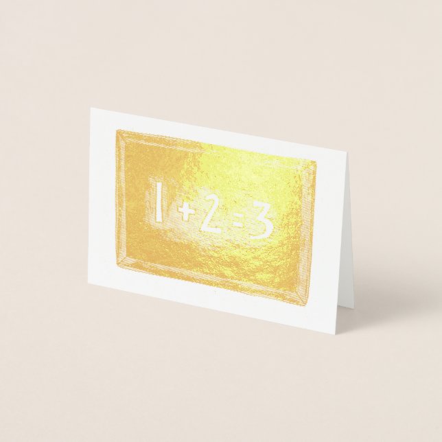 Cartão Metalizado 1+2=3 Tabuleiro Chalkboard de Classe de Professore (Frente)