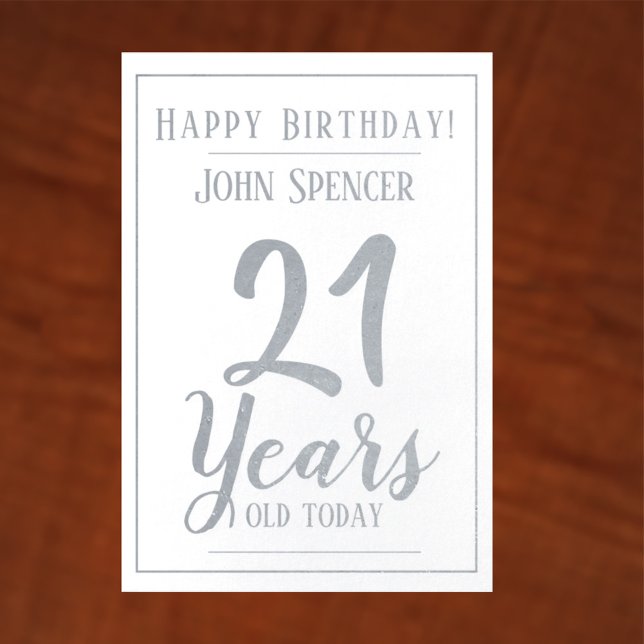 Cartão Metalizado 21 Anos. Na moda Design. (Criador carregado)