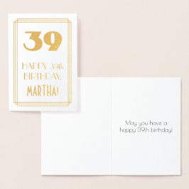Cartão Metalizado 39.º aniversário: Art Deco Inspirou "39" & Nome
