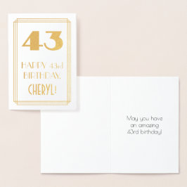 Cartão Metalizado 43º Aniversário: Visual Inspirado em Art Déco "43"