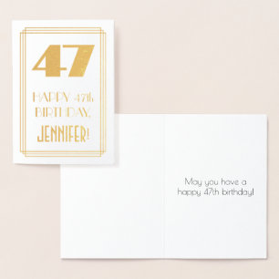 Cartão Metalizado 47.º aniversário: Art Deco Inspirou "47" & Nome