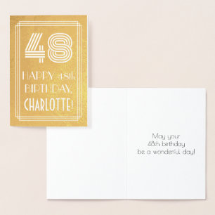 Cartão Metalizado 48.º aniversário - Art Deco Inspirou a aparênci