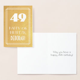 Cartão Metalizado 49º aniversário ~ Art Deco Style "49" & Custom Nam