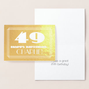 Cartão Metalizado 49º Aniversário: Nome + Visual Inspirado no Art Dé