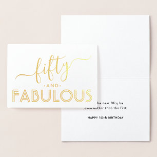 Cartão Metalizado 50 e fabuloso Feliz Aniversário de Na moda Simples