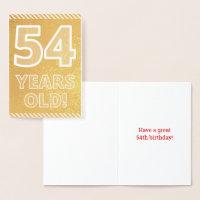 54.º Aniversário: Negrito "54 ANOS DE IDADE!" Cart