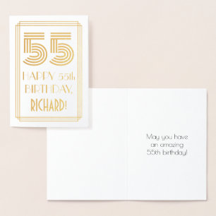 Cartão Metalizado 55.º aniversário - Art Deco Inspirou a aparênci