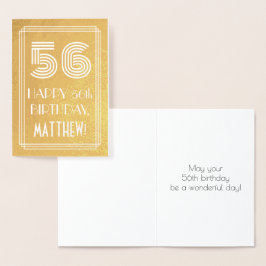 Cartão Metalizado 56º Aniversário - Visual Inspirado em Art Déco "56