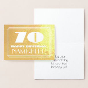 Cartão Metalizado 70 Aniversário: Nome + Arte Deco Inspiraram "70"