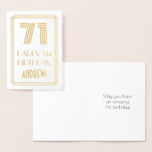 Cartão Metalizado 71º Aniversário - Visual Inspirado no Art Déco "71