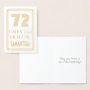 Cartão Metalizado 72.º aniversário - Art Deco Inspira Look "72" &