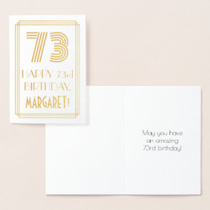 Cartão Metalizado 73º Aniversário - Visual Inspirado em Art Deco "73
