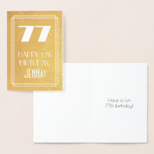 Cartão Metalizado 77º aniversário ~ Art Deco Style "77" & Custom N