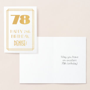 Cartão Metalizado 78.o aniversário: Art Deco inspirou "78" e nome