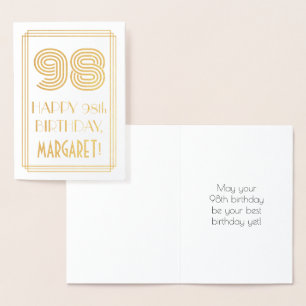 Cartão Metalizado 98.º aniversário - Art Deco Inspirou o Aspecto "