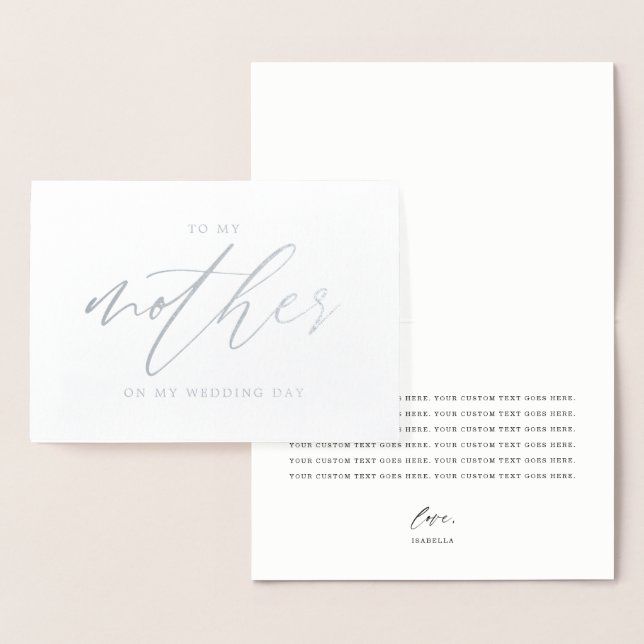 Cartão Metalizado À Minha Mãe No Meu Dia De Casamento (Foil Real) (Exibição)