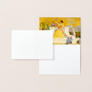 Cartão Metalizado Adoração do lar por Grant Wood