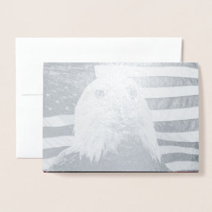 Cartão Metalizado Águia Bald Americana e Bandeira Americana